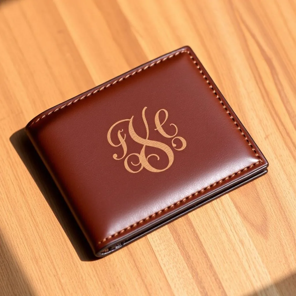 Engraved Leather Wallet