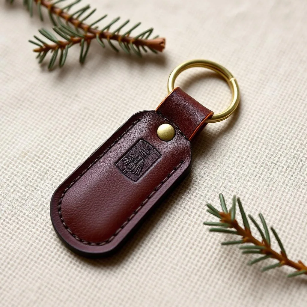 Engraved Leather Keychain