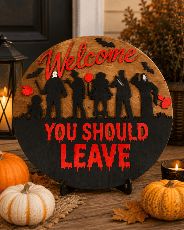 16 Inch “Welcome You Should Leave” Halloween Door Hanger