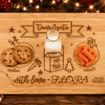Personalized "Dear Santa" Engraved Wooden Serving Board | Santa Cookie & Milk Board | Christmas Eve Tradition | 12" x 18"