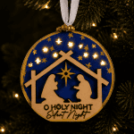 Handmade Nativity Christmas Ornament – "O Holy Night" Layered Wood Ornament