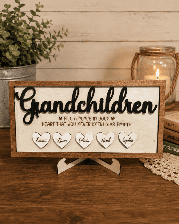 Personalized Grandchildren Sign with Names | Custom Wooden Family Keepsake | Grandma & Grandpa Gift