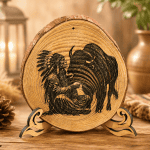 Engraved Buffalo Wood Slice Art – Choice of Two Designs