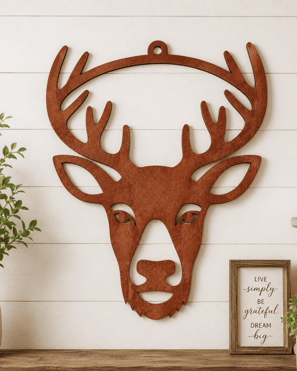 Rustic Deer Head Wall Decor | Handmade Wooden Deer Head Sign | Cabin & Lodge Wall Art