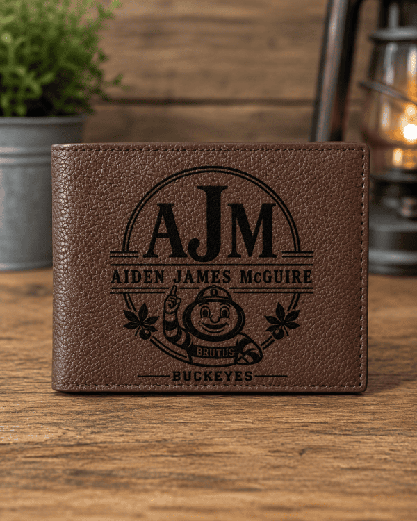 Personalized Engraved Men's Leather Wallet | Multiple Designs Available