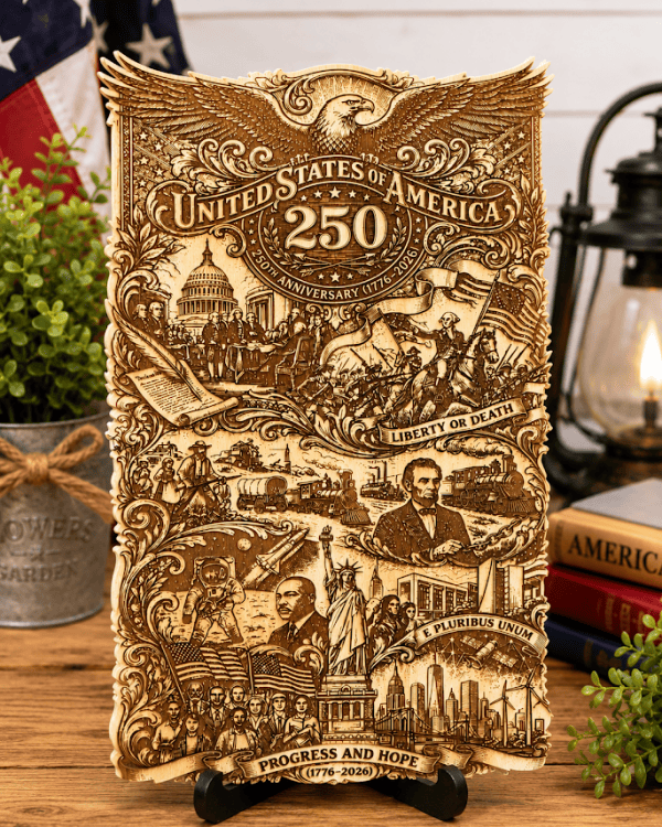 United States of America 250th Anniversary Wooden Wall Art (1776–2026)