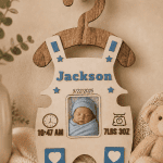 Personalized Baby Birth Announcement Photo Plaque – Wooden Newborn Keepsake