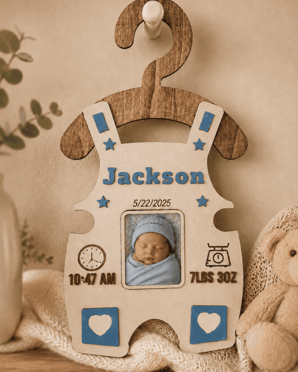 Personalized Baby Birth Announcement Photo Plaque – Wooden Newborn Keepsake
