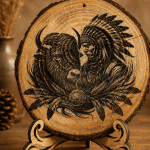 Engraved Buffalo Wood Slice Art – Choice of Two Designs