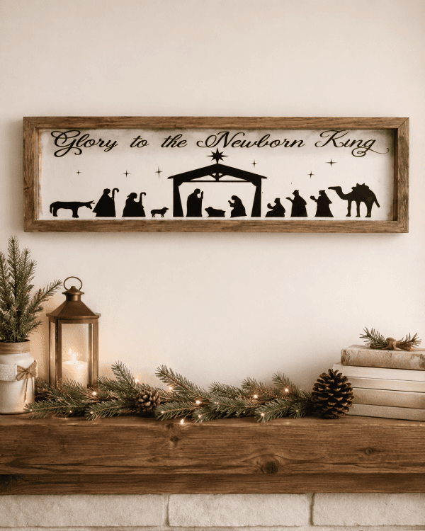 Glory to the Newborn King Framed Nativity Sign