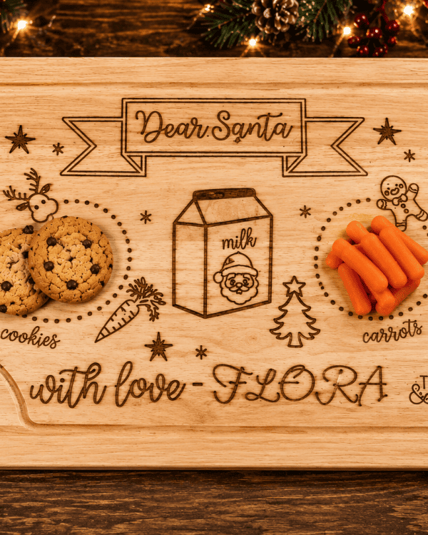 Personalized "Dear Santa" Engraved Wooden Serving Board | Santa Cookie & Milk Board | Christmas Eve Tradition | 12" x 18"