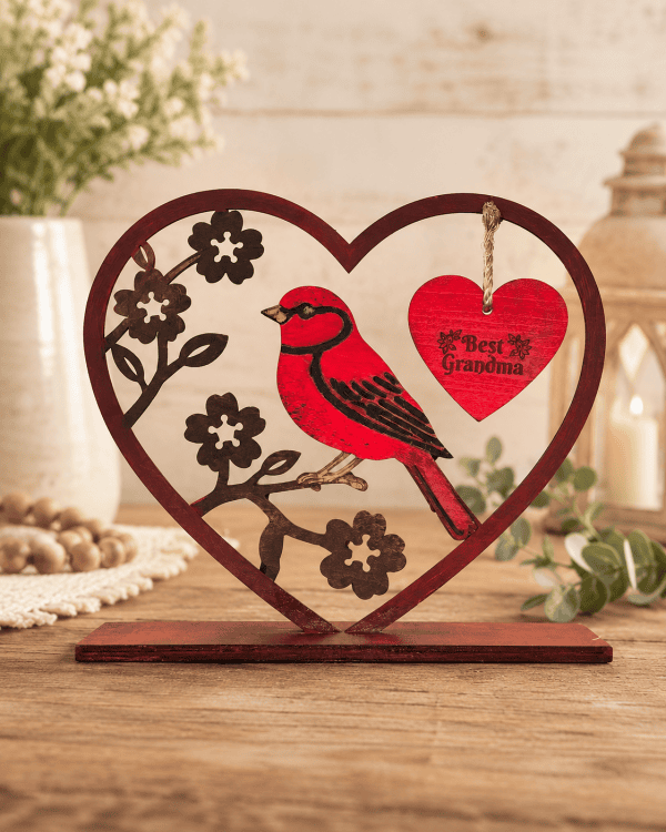 Best Grandma Cardinal Heart Tabletop Décor