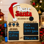 Dear Santa Reusable Christmas Chalkboard Board – Includes Chalk Marker | 8" x 10"