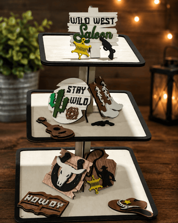 Handmade Wild West Three-Tier Tray Décor Set