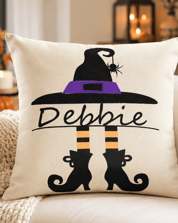 Personalized Witch Halloween Pillow – Custom Name Fall Décor