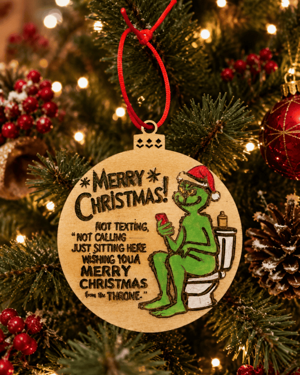 Funny "From the Throne" Christmas Ornament Collection – Laser Engraved Wood Ornament