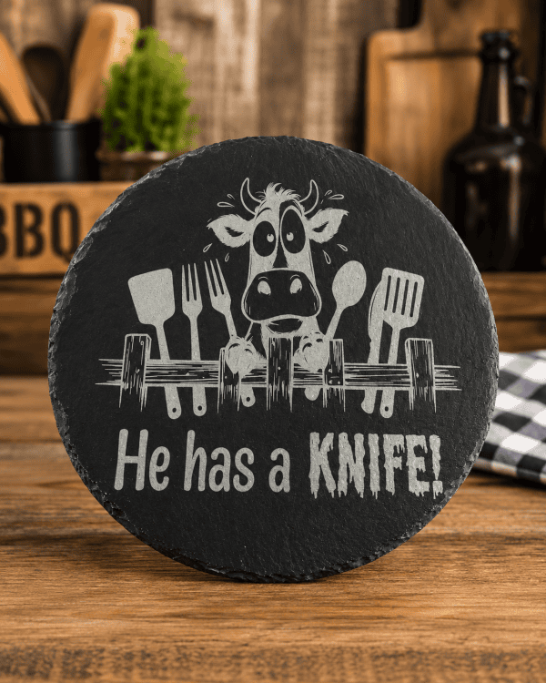 12-Inch Funny Engraved Slate BBQ Serving Board – Choice of Design