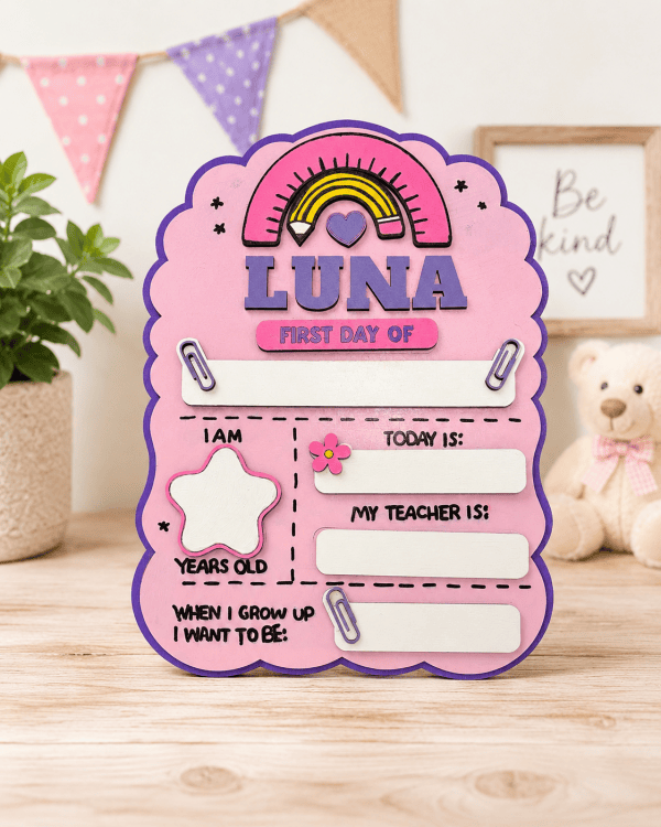 Personalized First Day of School Reusable Chalkboard Sign | Rainbow Back to School Photo Prop | Custom Milestone Board