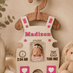 Personalized Baby Birth Announcement Photo Plaque – Wooden Newborn Keepsake