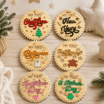 Baby's First Holiday Milestone Disc Set | Wooden Baby Milestone Markers | Approx. 4 Inch Milestone Photo Props