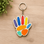 Autism Awareness Wooden Handprint Keychain | Handmade Colorful Puzzle-Inspired Keyring | Gift for Autism Families, Teachers & Advocates