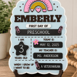 Personalized First Day of School Reusable Chalkboard Sign | Rainbow Back to School Photo Prop | Custom Milestone Board