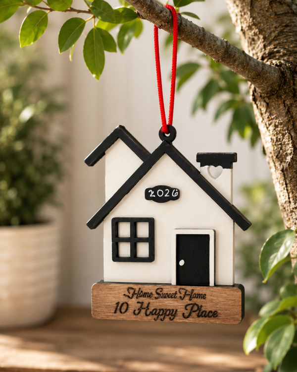 Personalized New Home House Ornament – Custom Year & Street Address – Housewarming Gift