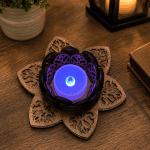 Handcrafted Lotus Wooden Tealight Candle Holder