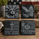 America 250th Anniversary Engraved Slate Coaster Set – Set of 4
