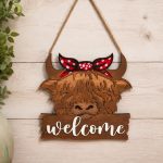 Highland Cow Welcome Door Decor