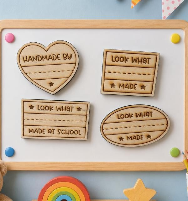 Set of 4 Wooden Look What I made Magnets
