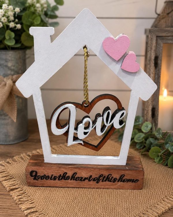 "Love Is the Heart of This Home" Wooden Tabletop Sign