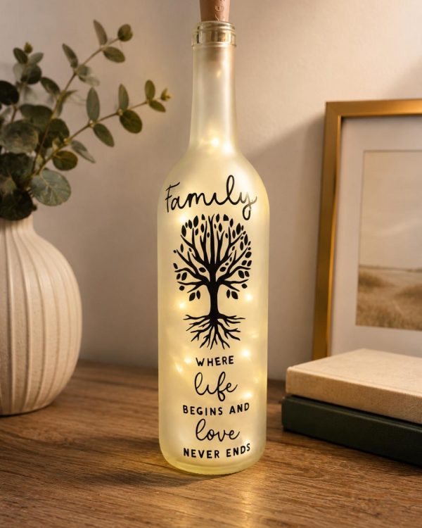 Family Decorative Wine Bottle with Fairy lights