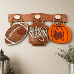 Fall Football & Pumpkin Hanging Sign Set – 3 Piece Autumn Décor