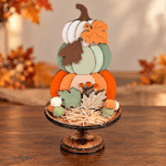Stacked Pumpkin Wooden Fall Centerpiece