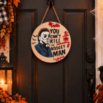 14 Inch Horror Halloween Door Hanger | Boogeyman Wooden Door Decor