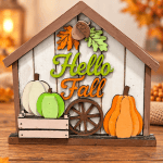 Hello Fall Wooden Farmhouse House Sign