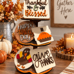 Fall Tiered Tray Decor Set | Handmade Autumn Shelf & Table Decor