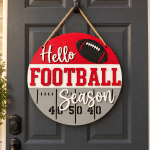 Personalized Football Door Hanger | 14-Inch Team Colors Sign