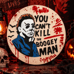 14 Inch Horror Halloween Door Hanger | Boogeyman Wooden Door Decor