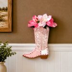 Handmade Pink Cowboy Boot Flower Wall Décor
