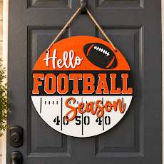 Personalized Football Door Hanger | 14-Inch Team Colors Sign