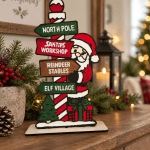 Hand Painted North Pole Christmas Shelf Sitter