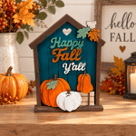 Happy Fall Y’all Wooden House Sign