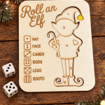 Roll a Santa or Roll an Elf – Wooden Christmas Game