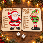 Roll a Santa or Roll an Elf – Wooden Christmas Game