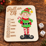 Roll a Santa or Roll an Elf – Wooden Christmas Game